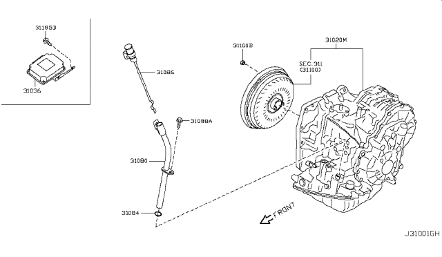 2009 Nissan Cube Auto Transmission,Transaxle & Fitting Diagram 1