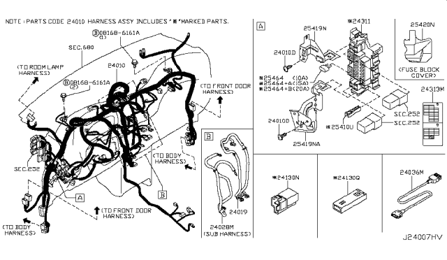 2010 Nissan Cube Harness Assembly-Main Diagram for 24010-1FN0E