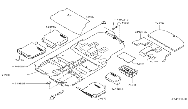 2013 Nissan Cube Trim Assembly Luggage Diagram for 74977-1FC0A