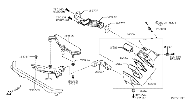 2014 Nissan Cube Cover Lower Diagram for 16528-ED800