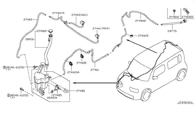 2013 Nissan Cube Hose Washer Diagram for 28940-1FC0B