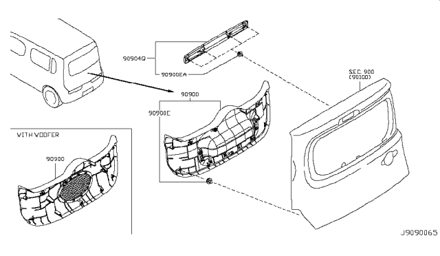 2012 Nissan Cube Back Door Trimming Diagram