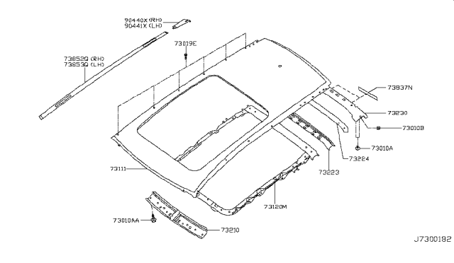 2019 Nissan Rogue Roof Panel & Fitting Diagram 5