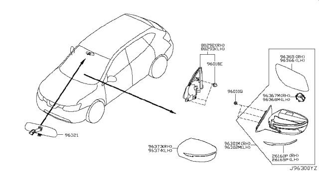 2018 Nissan Rogue Japan Make Rear View Mirror Diagram 3