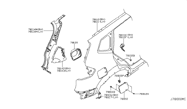 2017 Nissan Rogue Lid Assy-Fuel Filler Diagram for 78830-7FW0A