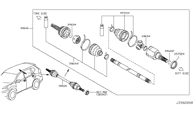 2016 Nissan Rogue Rear Drive Shaft Diagram 1