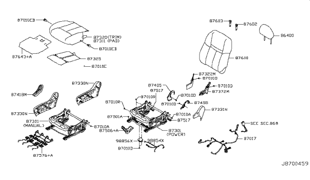 2017 Nissan Rogue Clip Diagram for 89608-4BK0A