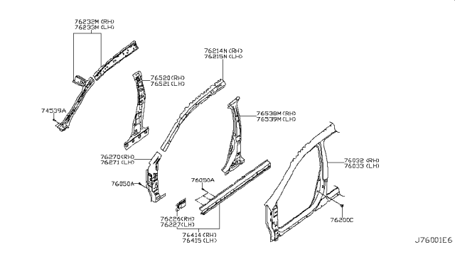 2019 Nissan Rogue Japan Make Body Side Panel Diagram 1