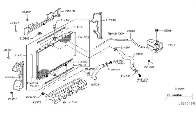 2018 Nissan Rogue Japan Make Radiator,Shroud & Inverter Cooling Diagram 4