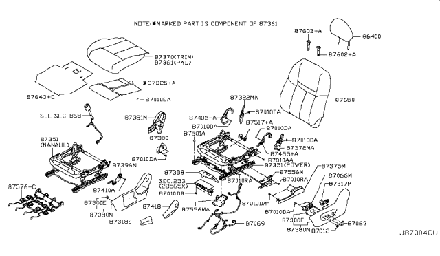 2017 Nissan Rogue Headrest Assy-Front Seat Diagram for 86400-6FK1A