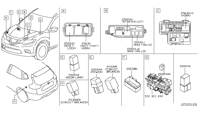2018 Nissan Rogue Relay Diagram for 25230-7991D