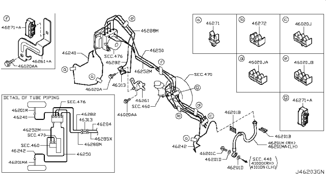 2016 Nissan Rogue Japan Make Brake Piping & Control Diagram 1