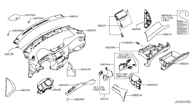 2019 Nissan Rogue Instrument Panel,Pad & Cluster Lid Diagram 2