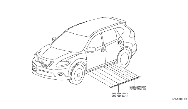 2018 Nissan Rogue Japan Make Body Side Molding Diagram