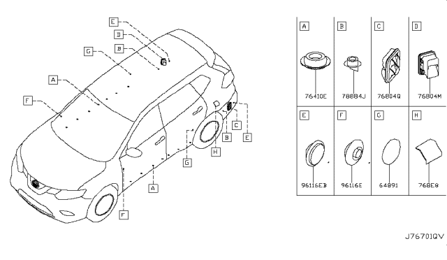 2016 Nissan Rogue Japan Make Body Side Fitting Diagram 2