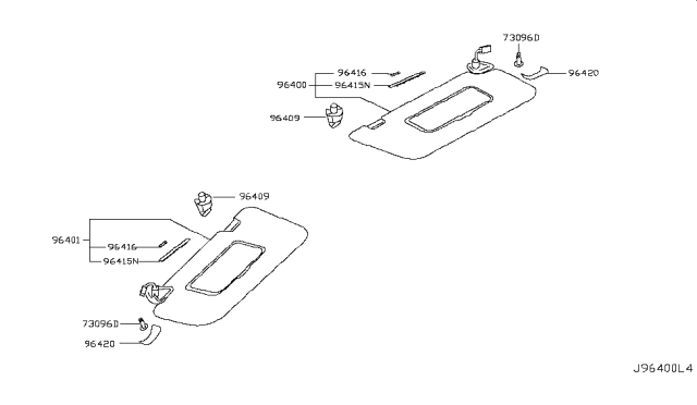 2019 Nissan Rogue Japan Make Sunvisor Diagram