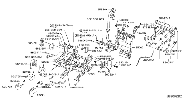 2019 Nissan Rogue Japan Make Rear Seat Diagram 2