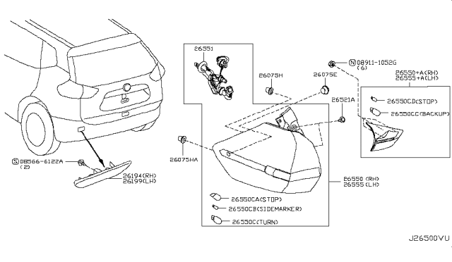 2016 Nissan Rogue Rear Combination Lamp Diagram 1