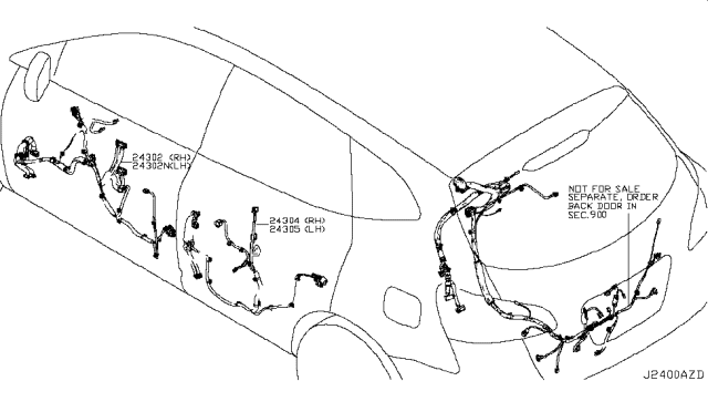 2017 Nissan Rogue Harness Assy-Door,Front Diagram for 24125-6FK0C