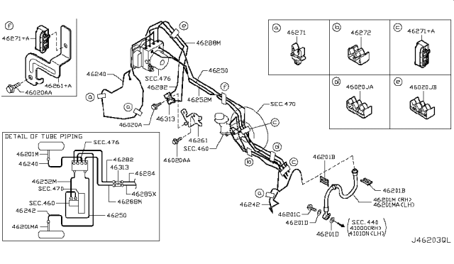 2018 Nissan Rogue Japan Make Brake Piping & Control Diagram 3
