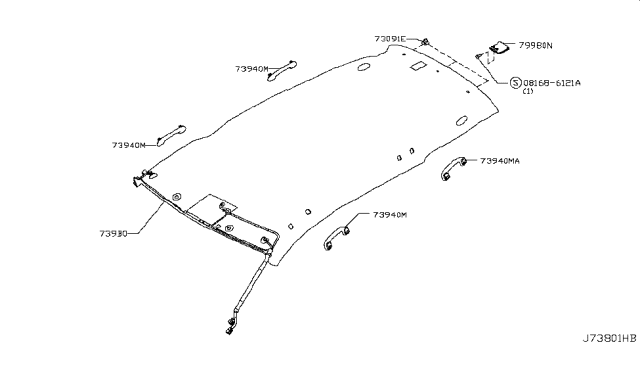 2016 Nissan Rogue Japan Make Roof Trimming Diagram 3