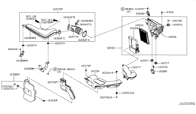 2018 Nissan Rogue CVR Lower Diagram for 16528-4BA5A