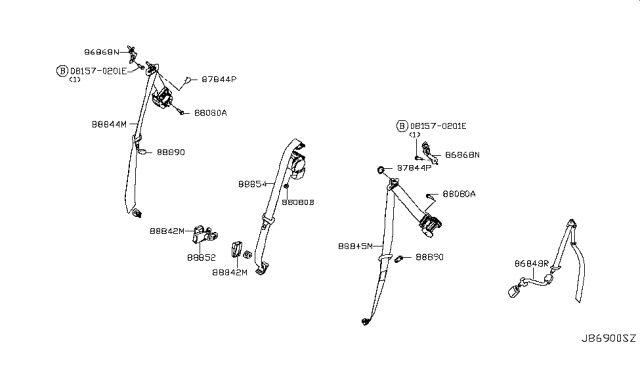 2017 Nissan Rogue Rear Seat Belt Diagram