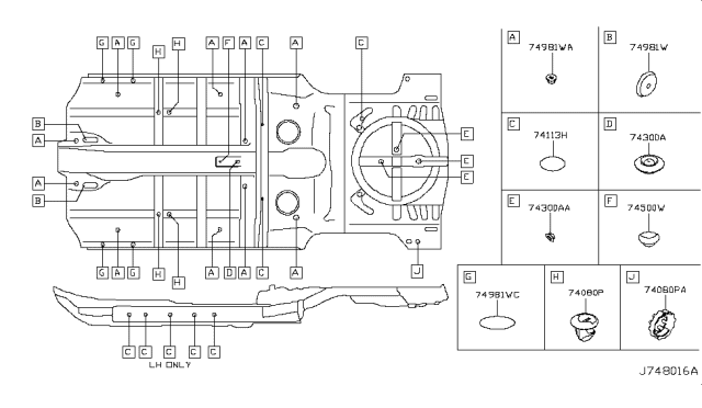 2018 Nissan Rogue INSULATOR-Hole Diagram for 76884-7FR0A