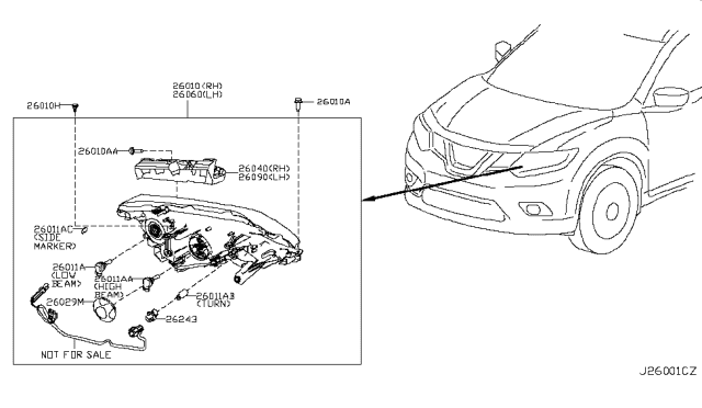 2017 Nissan Rogue Japan Make Headlamp Diagram 3