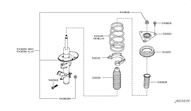 2016 Nissan Rogue Spring-Front Diagram for 54010-9TA0C