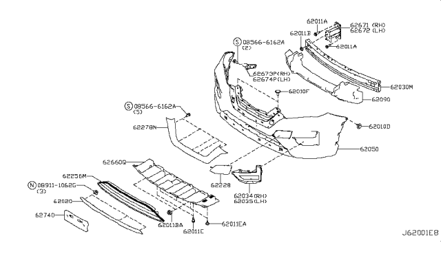 2019 Nissan Rogue Front Bumper Diagram