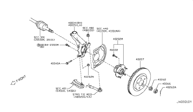 2017 Nissan Rogue Bolt Diagram for 40178-JG00B