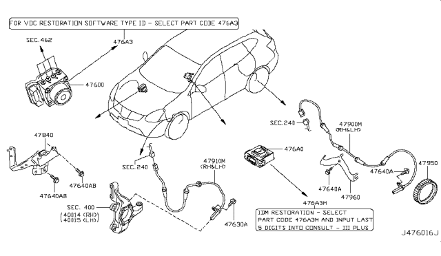 2017 Nissan Rogue Anti Skid Actuator Assembly Diagram for 47660-7FW5B