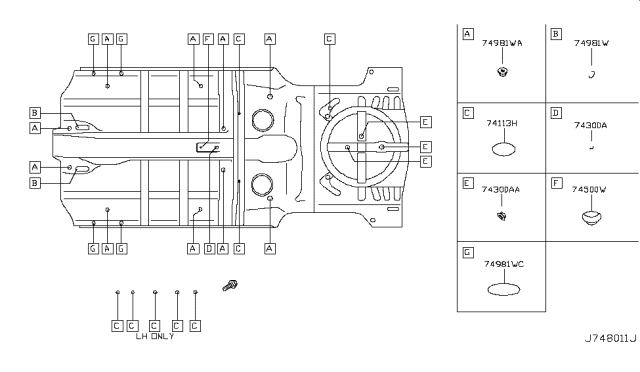 2019 Nissan Rogue Japan Make Floor Fitting Diagram 3