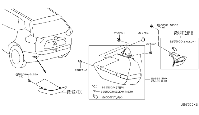 2017 Nissan Rogue Rear Combination Lamp Diagram 2