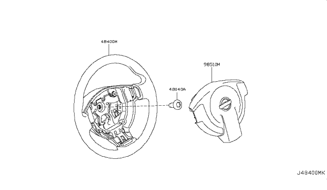 2017 Nissan Rogue Steering Wheel Assembly Without Less Pad Diagram for 48430-4BA0A