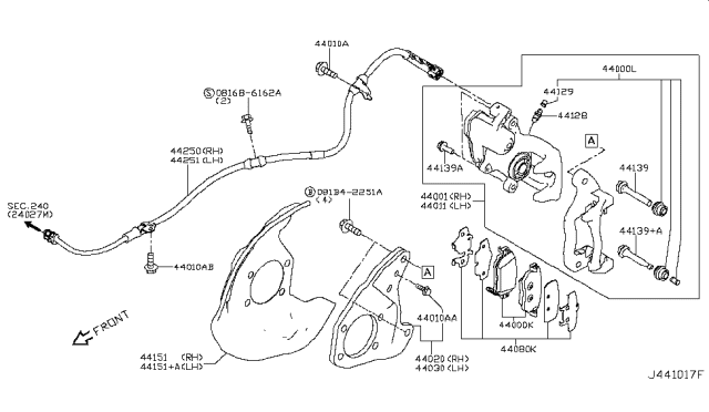 2019 Nissan Rogue Disc Brake Pad Kit Diagram for D4060-4CA0C