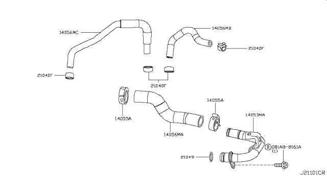 2019 Nissan Rogue Japan Make Water Hose & Piping Diagram