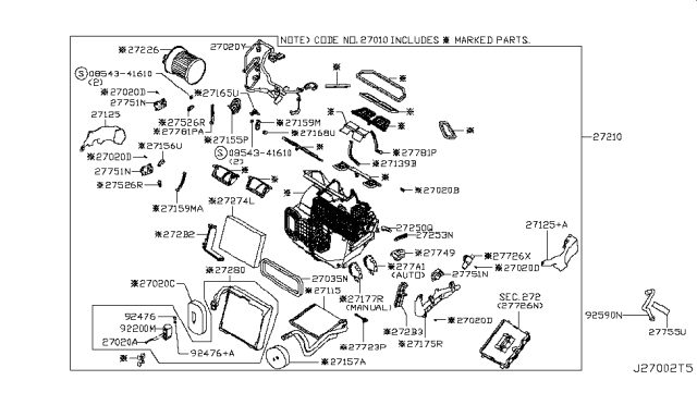 2017 Nissan Rogue Heating Unit Assy-Front Diagram for 27110-6FK7A