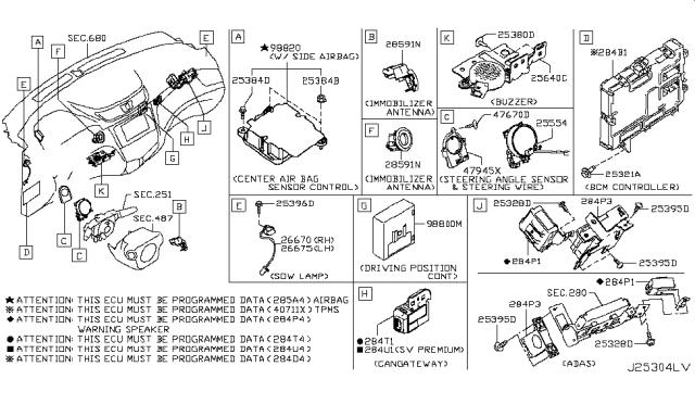 2018 Nissan Rogue Warning Speaker Assembly Diagram for 284P3-5SK0A