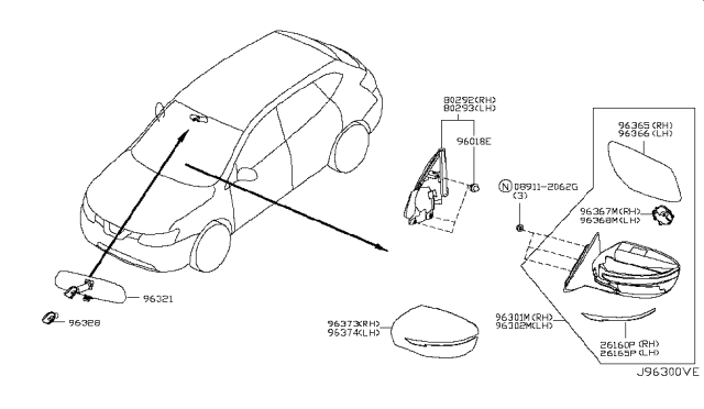 2017 Nissan Rogue Japan Make Rear View Mirror Diagram 1