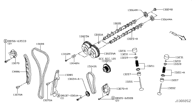 2016 Nissan Rogue Japan Make Camshaft & Valve Mechanism Diagram 1