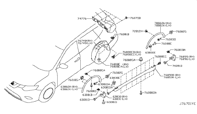 2018 Nissan Rogue Grommet Diagram for 76848-4CE0A