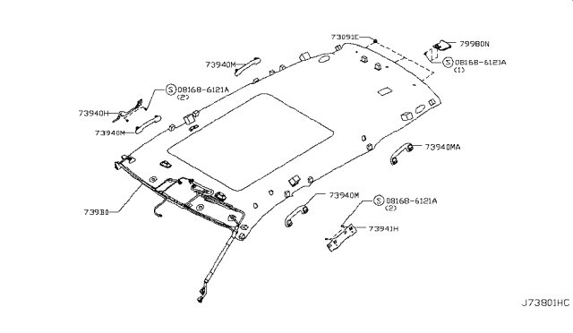 2016 Nissan Rogue Japan Make Roof Trimming Diagram 1