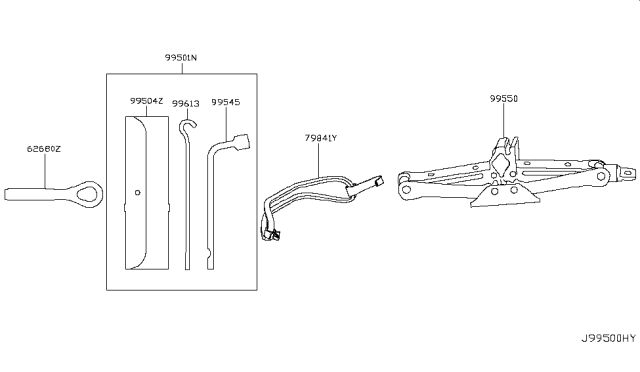 2019 Nissan Rogue Bag Tool Diagram for 99504-5V000