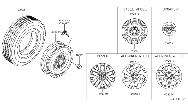 2016 Nissan Rogue Japan Make Road Wheel & Tire Diagram 2