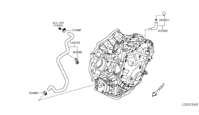 2017 Nissan Rogue Japan Make Auto Transmission,Transaxle & Fitting Diagram 3