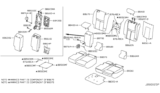 2017 Nissan Rogue Trim Assembly-Back,Rear Seat Center Diagram for 88671-6FK1B