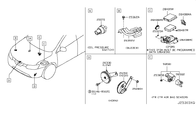 2018 Nissan Rogue Sensor-Air Bag,Front Center Diagram for K8581-5NN0J