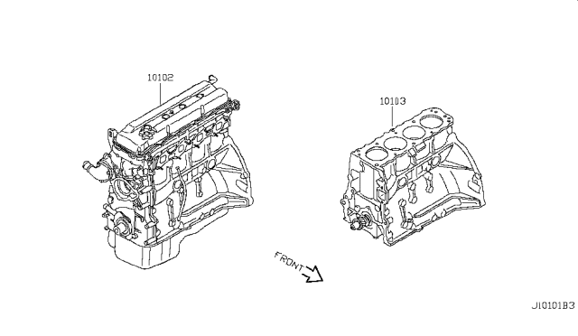 2019 Nissan Rogue Japan Make Bare & Short Engine Diagram